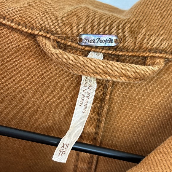 Free People Willow Denim Jacket XS Rust/Brown Lace Up Cuffs Boho Western Forest - Picture 4 of 10